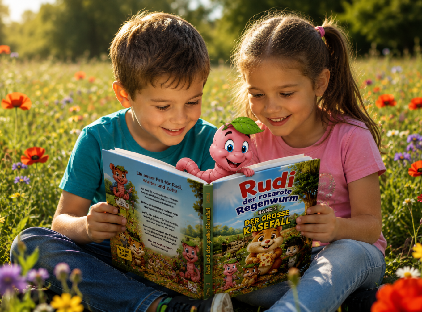 2 Kinder lesen ein Buch